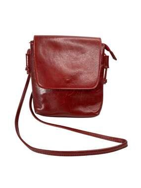 Vera Pelle Italian Leather Crossbody Bag Red Vintage Italy Shoulder Purse